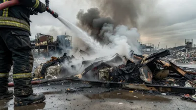 Baugy : 18 pompiers mobilisés, extinction du centre de tri sur 3 à 6 jours