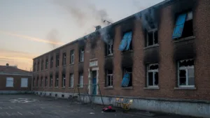 Chenôve : la façade d&rsquo;une école incendiée, des CRS déployés