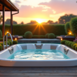 Spa extérieur dans un jardin