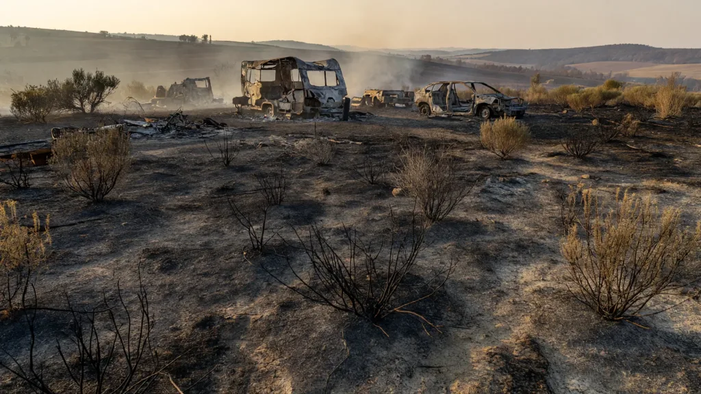 Cluny : incendie sur terrain privé, deux caravanes et une voiture détruites