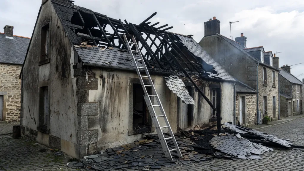 Côtes-d'Armor : une maison ravagée par la foudre à Tréguier