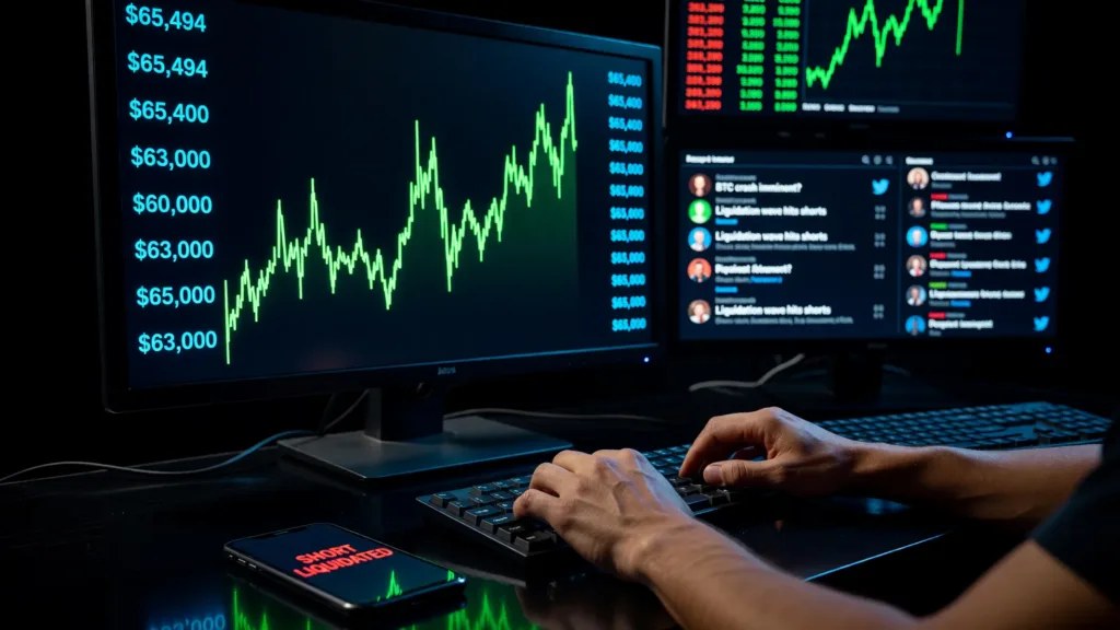 CPI US à 3,5 % : le Bitcoin franchit 65 000 $ et liquide les shorts