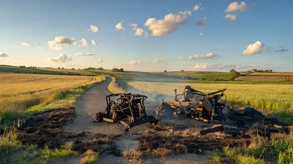 Deux-Sèvres : un tracteur et sa presse à balles détruits par un incendie à Champdeniers