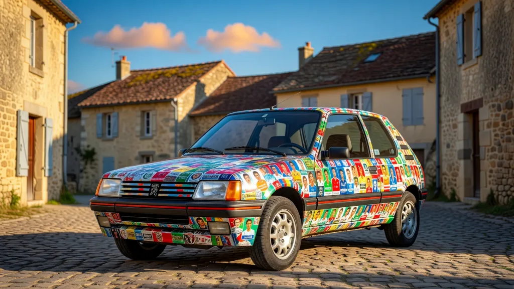 Dordogne : un YouTubeur colle 4 150 stickers Panini sur sa Peugeot 205