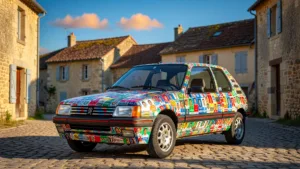 Dordogne : un YouTubeur colle 4 150 stickers Panini sur sa Peugeot 205