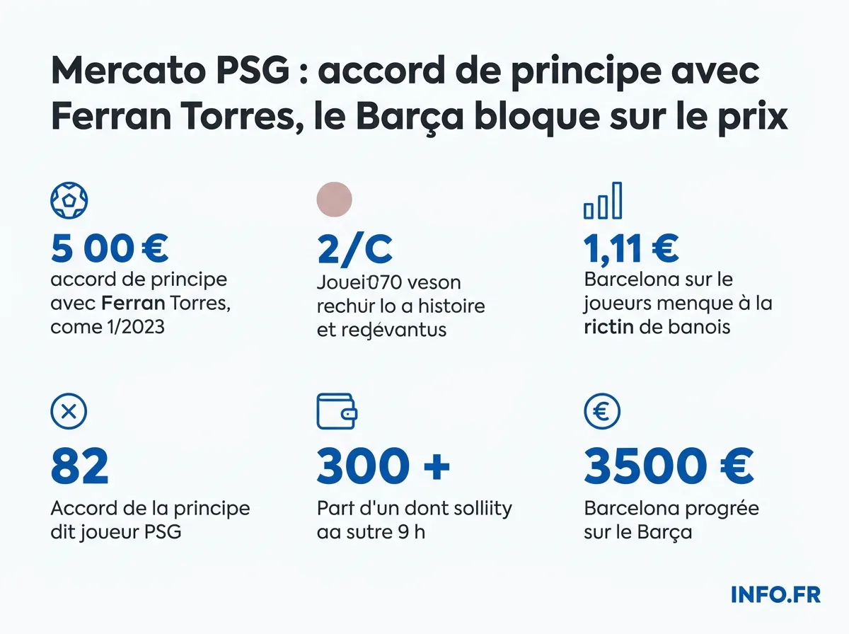 Les chiffres clés de l'accord de principe entre le PSG et Ferran Torres, encore en négociation avec le FC Barcelone.