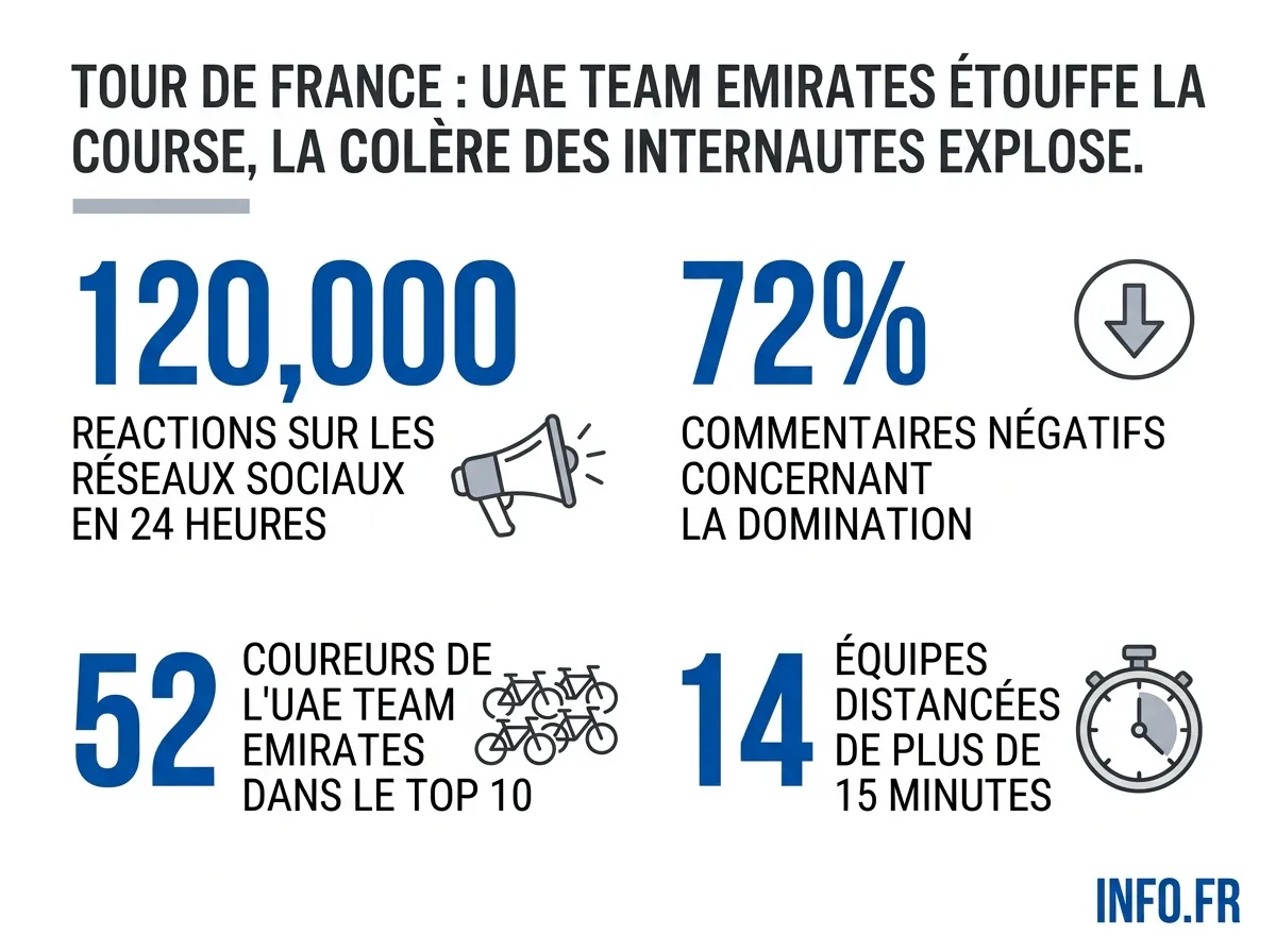 Les chiffres de la domination d'UAE Team Emirates sur les premières étapes du Tour de France 2026.