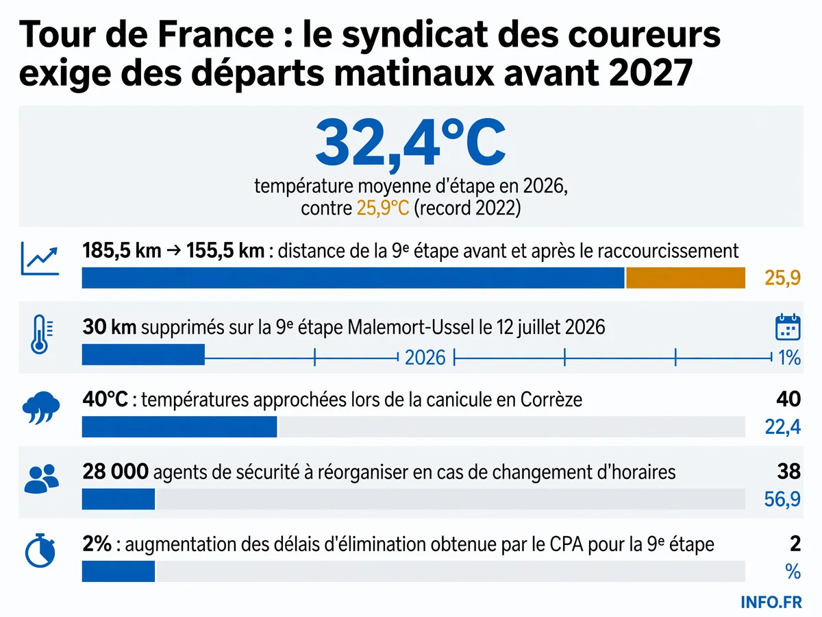 Tour de France 2026: les données clés de la canicule historique et des mesures d'adaptation de la 9e étape.