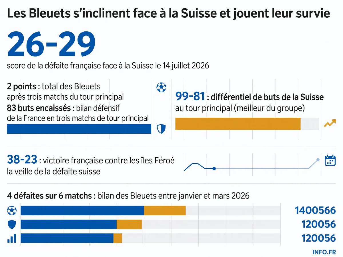 Bilan des Bleuets U20 à l'Euro de handball 2026 après leur défaite contre la Suisse lors du tour principal à Cluj-Napoca.