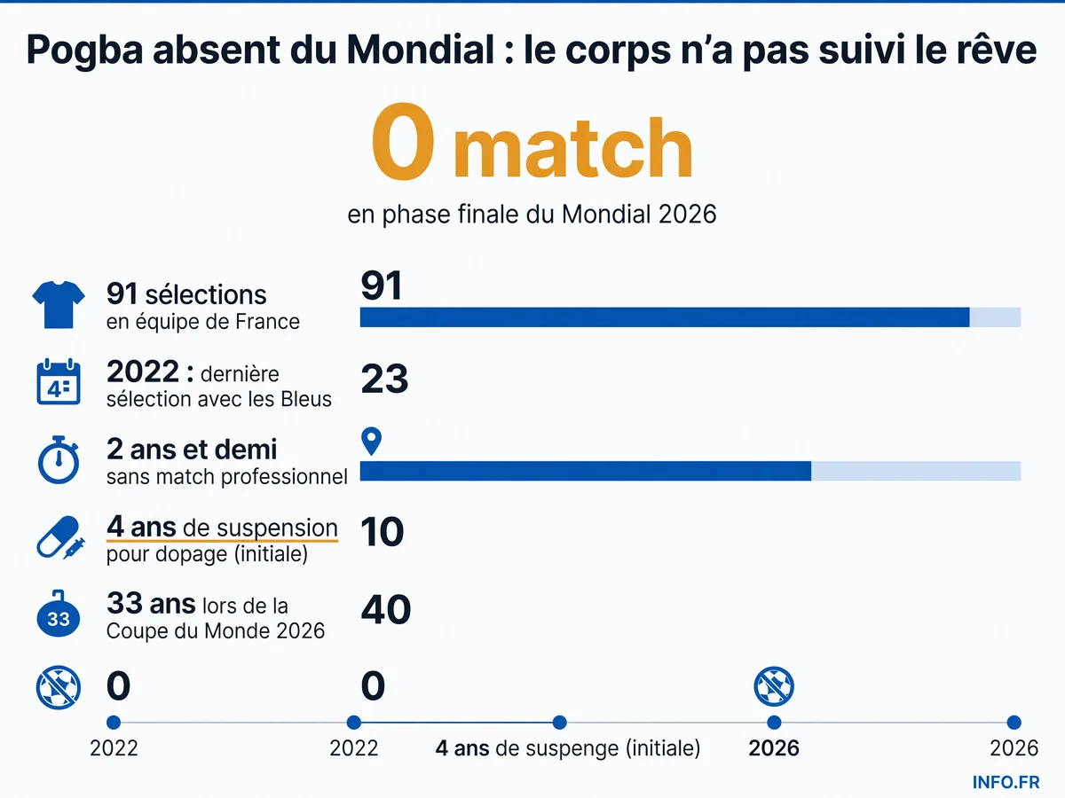 Parcours de Paul Pogba: de 91 sélections en Bleu à une absence totale au Mondial 2026 après deux ans d'inactivité et une suspension dopage