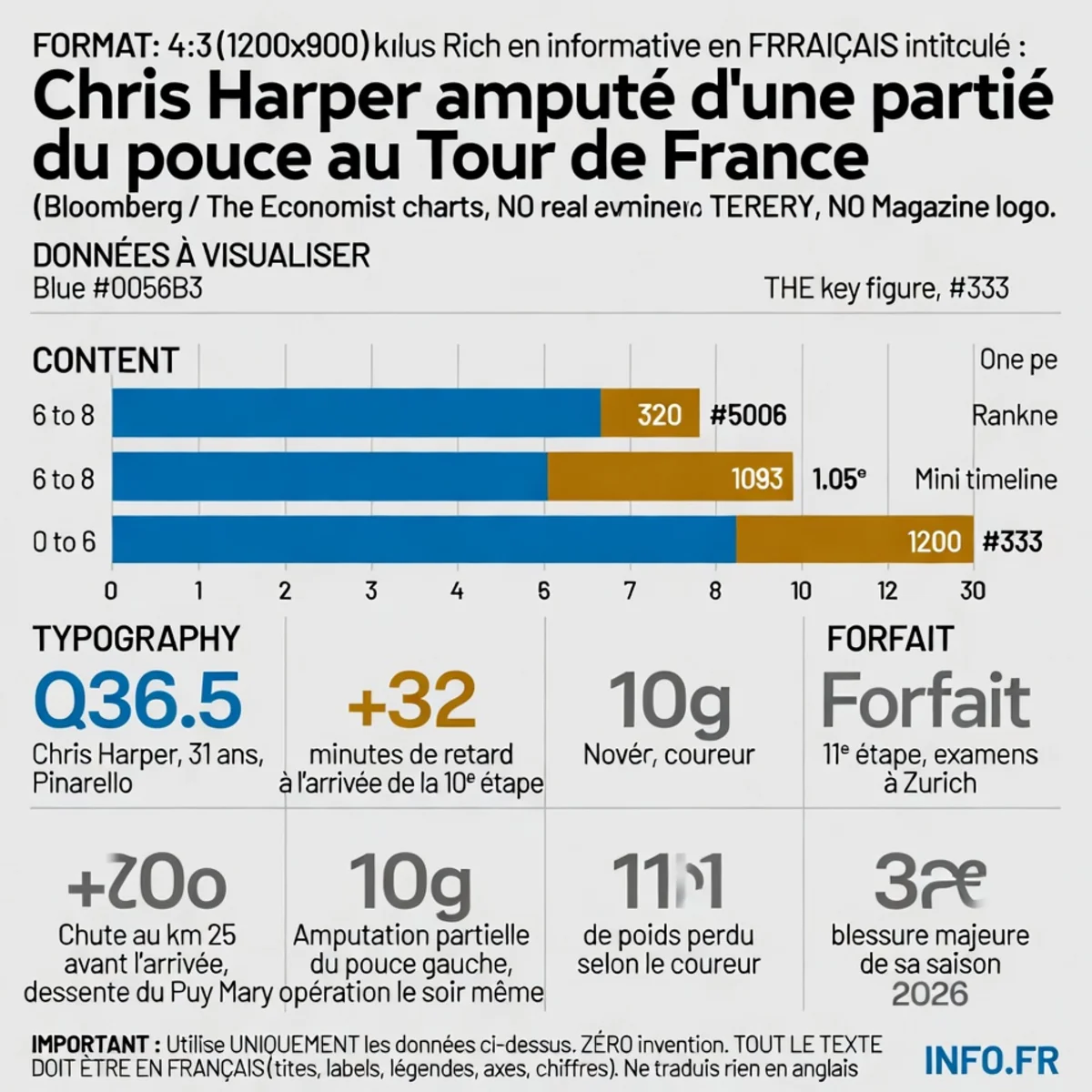 Chronologie de la blessure de Chris Harper lors de la 10e étape du Tour de France 2026, de la chute dans la descente du Puy Mary à l'amputation confirmée, l'abandon et les examens spécialisés à Zurich