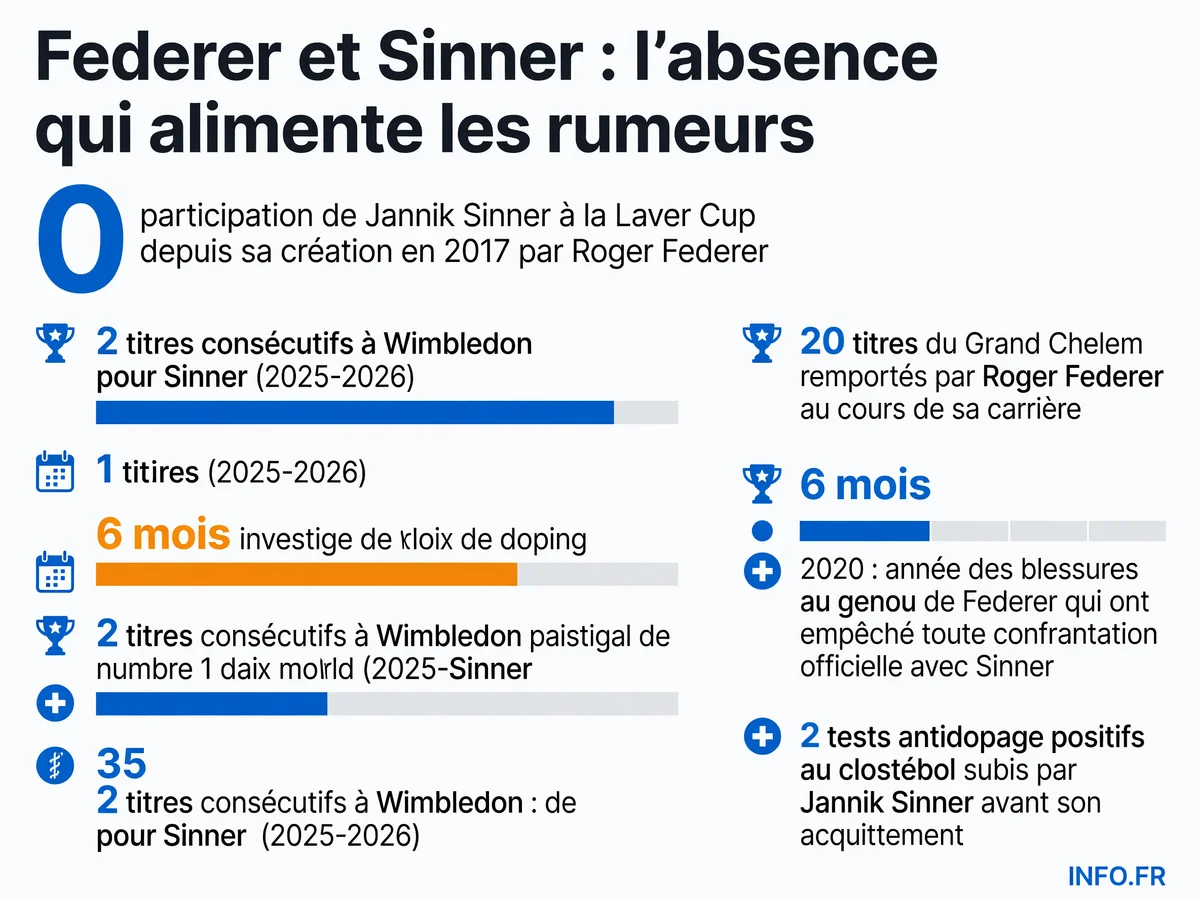 Chronologie des tensions rumeurs entre Roger Federer et Jannik Sinner de 2020 à juillet 2026
