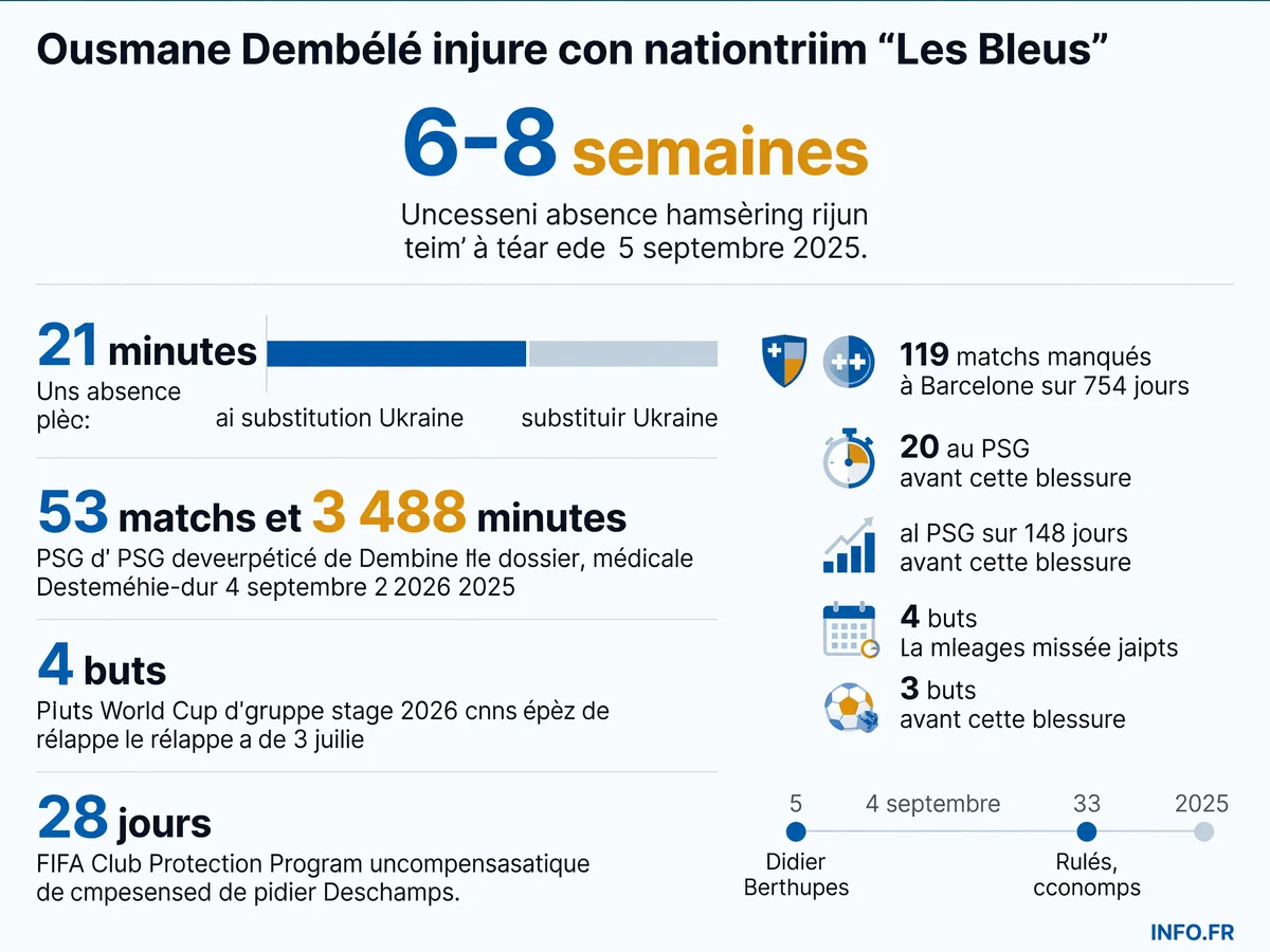 Chronologie des blessures d'Ousmane Dembélé et tensions entre le PSG et l'équipe de France de septembre 2025 à juillet 2026