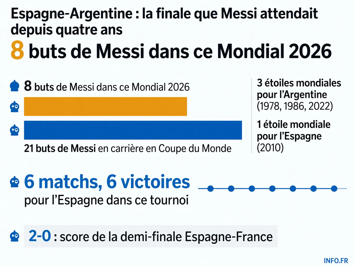 Statistiques clés de la finale Coupe du Monde 2026 entre l'Espagne et l'Argentine au MetLife Stadium