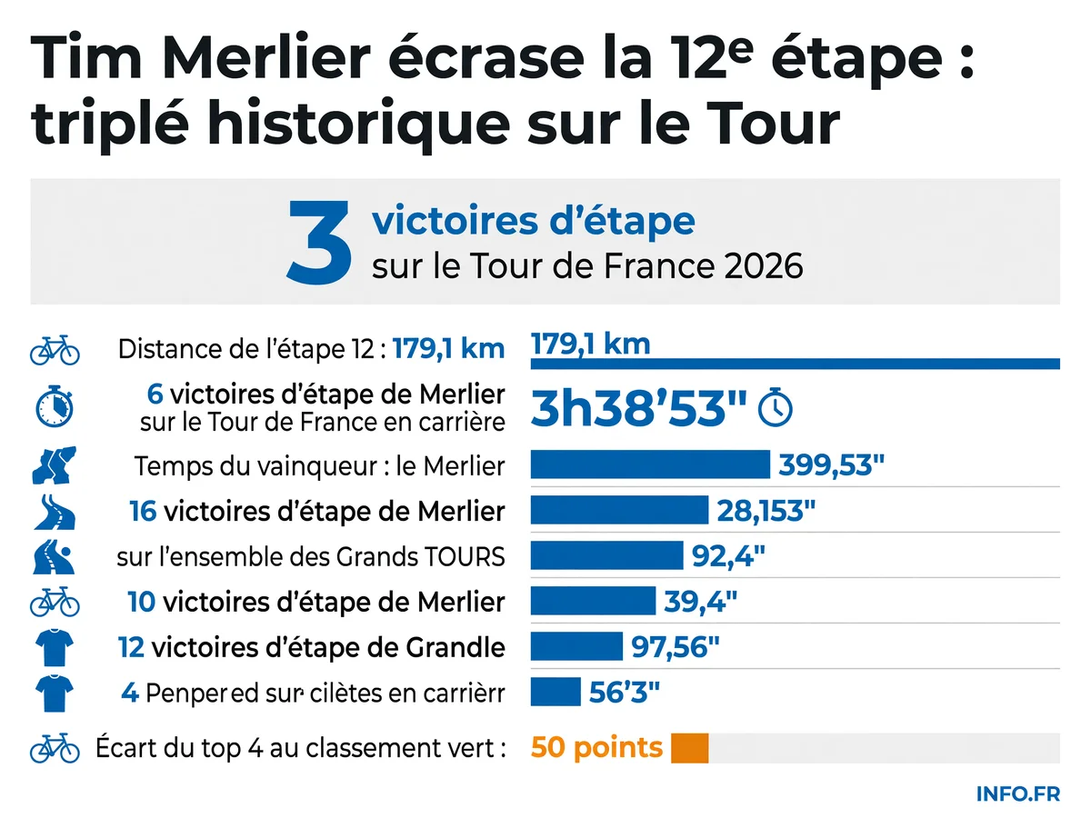Tim Merlier remporte sa troisième victoire d'étape du Tour de France 2026 à Chalon-sur-Saône, égalant Tadej Pogačar au nombre de succès sur cette édition