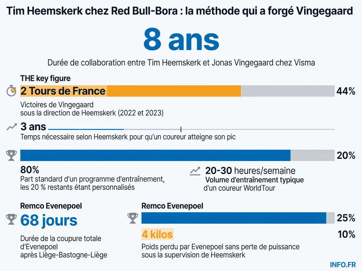 Les chiffres clés de la méthode Tim Heemskerk, entraîneur néerlandais qui a façonné Jonas Vingegaard et rejoint Red Bull-Bora-Hansgrohe en mai 2026