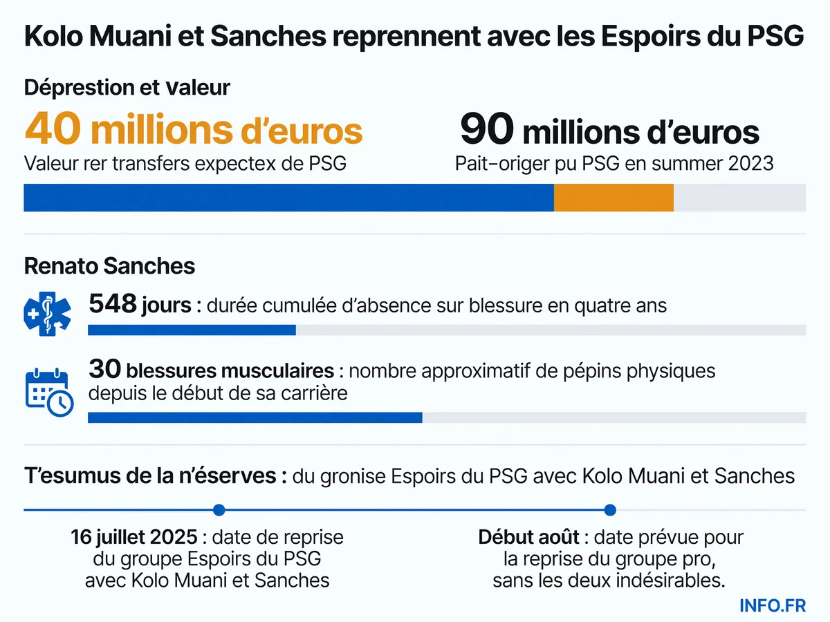 Chronologie de la descente aux enfers de Kolo Muani et Sanches au PSG: du recrutement coûteux aux prêts successifs, jusqu'à la relégation au groupe Espoirs.
