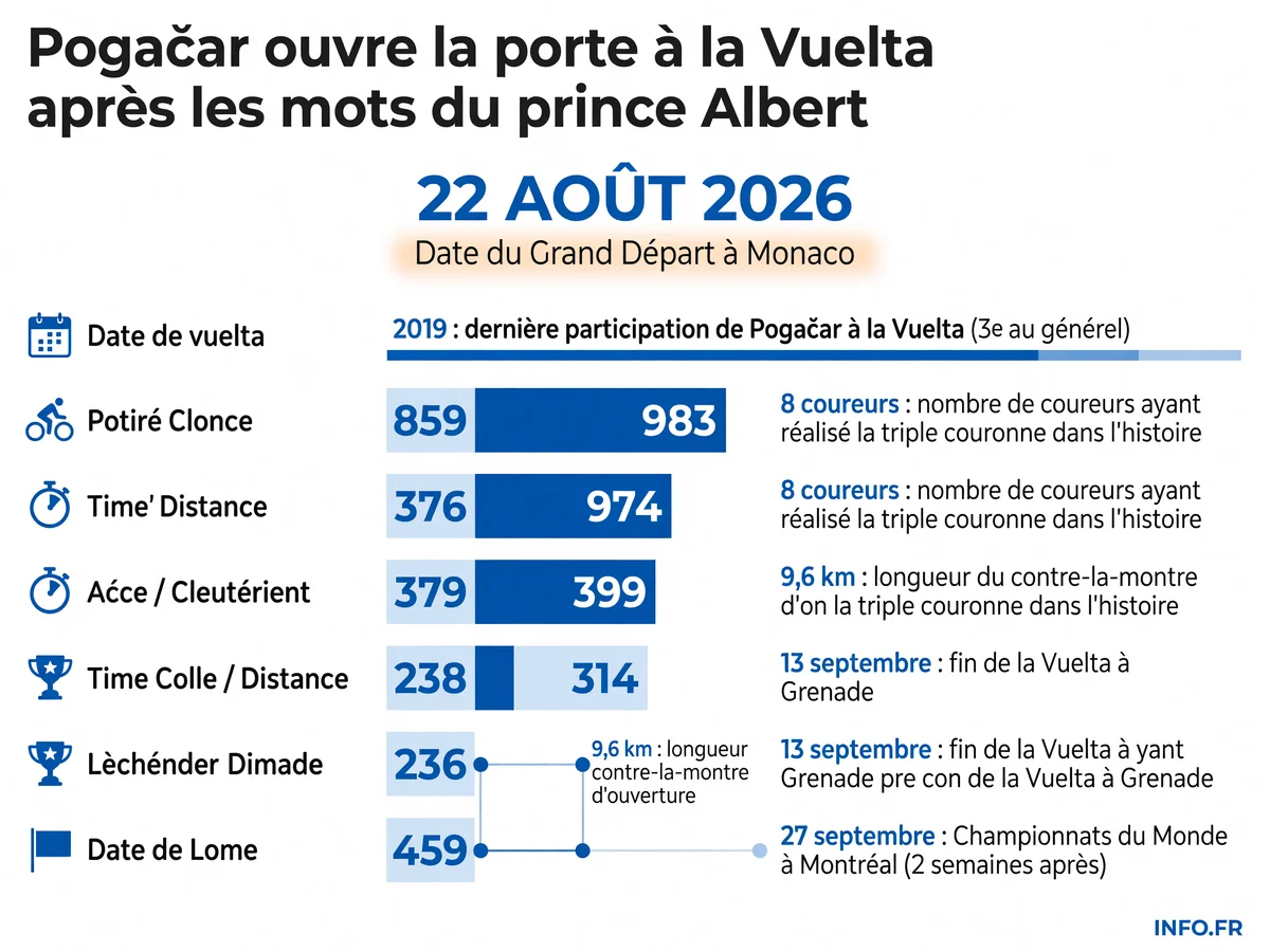 Chronologie de la présence potentielle de Pogačar à la Vuelta 2026 et données clés de la course espagnole