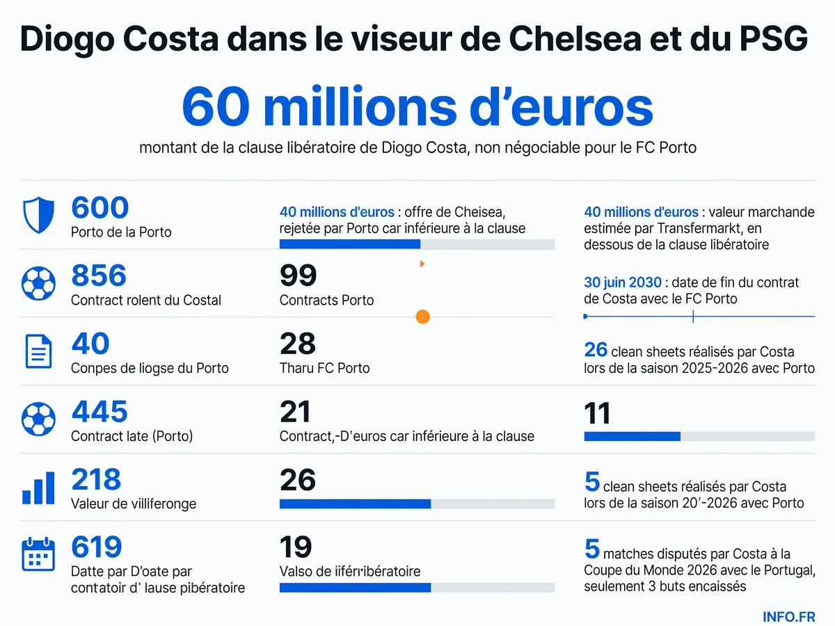 Diogo Costa, gardien du FC Porto de 26 ans, au centre d'un bras de fer mercato entre Chelsea et le PSG avec une clause libératoire de 60 millions d'euros
