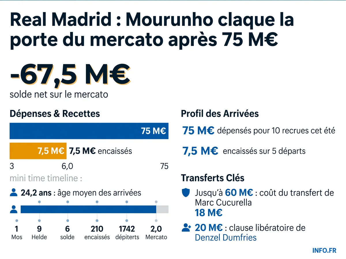 Bilan chiffré du mercato estival 2026 du Real Madrid: dépenses, recettes et principales recrues sous José Mourinho