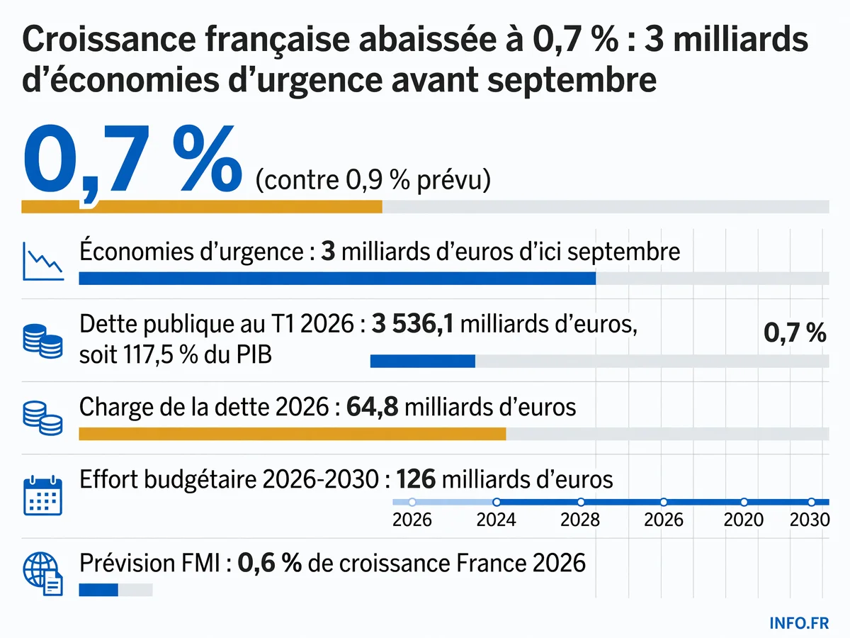 Révision à la baisse de la croissance française 2026 et plan d'économies d'urgence de 3 milliards d'euros pour contenir le déficit public