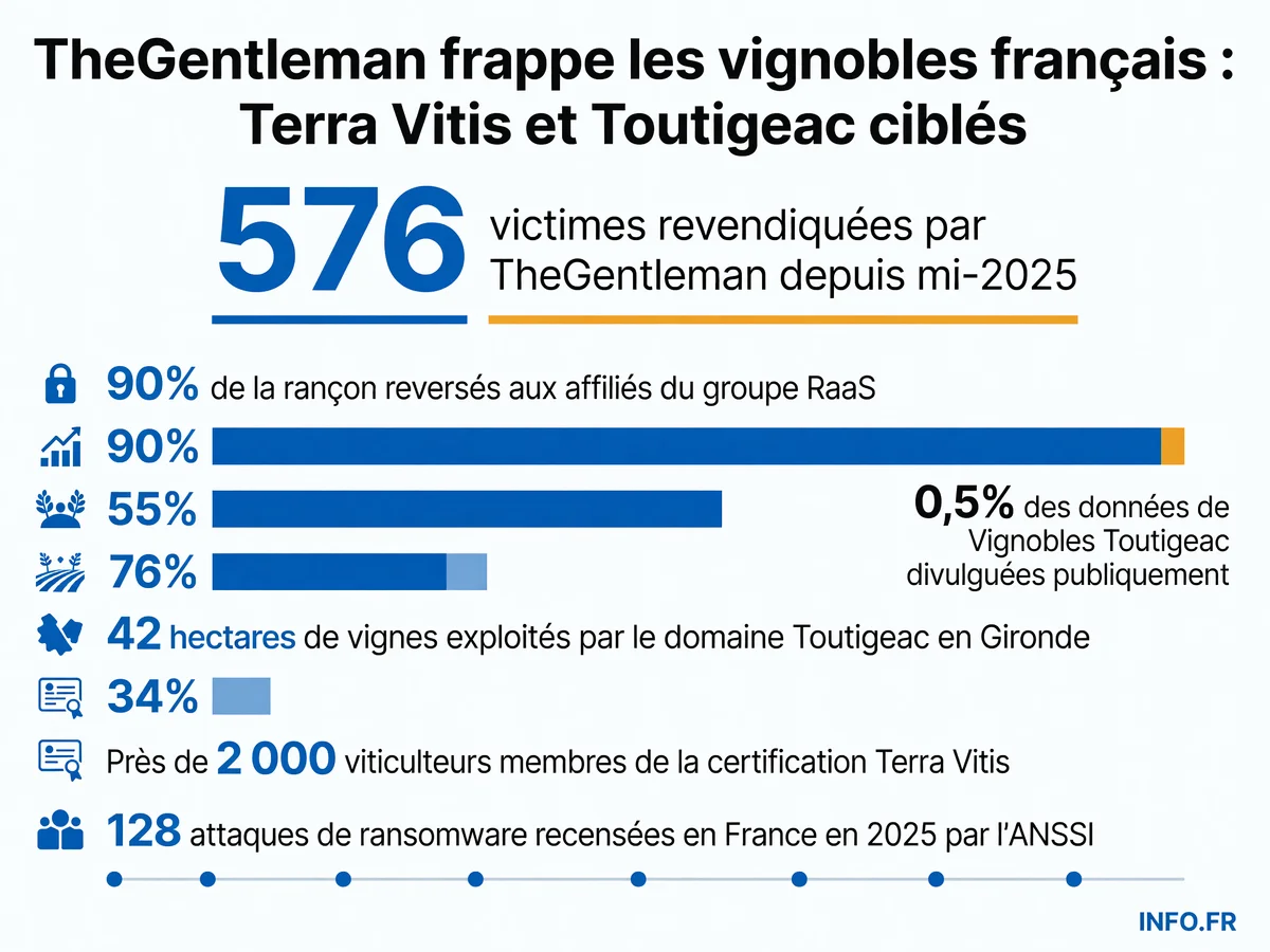 Chronologie et ampleur des attaques du groupe TheGentlemen contre les vignobles français et européens depuis mi-2025