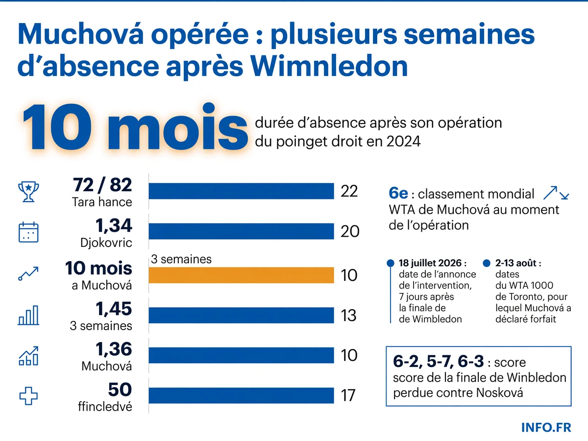 Chronologie des blessures au poignet de Karolína Muchová depuis septembre 2023 et impact sur son calendrier WTA 2024-2026