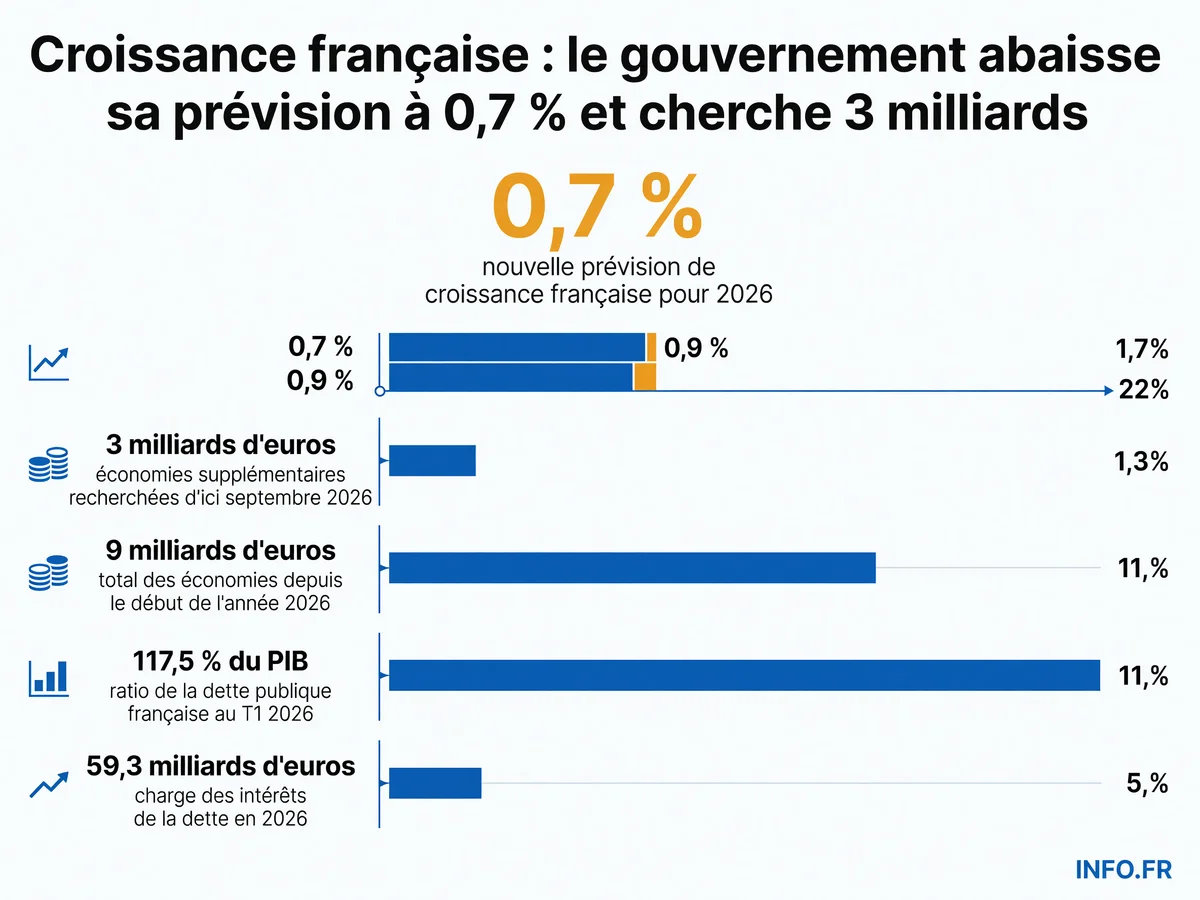 Révision de la prévision de croissance française pour 2026 et plan d'économies budgétaires de 9 milliards d'euros