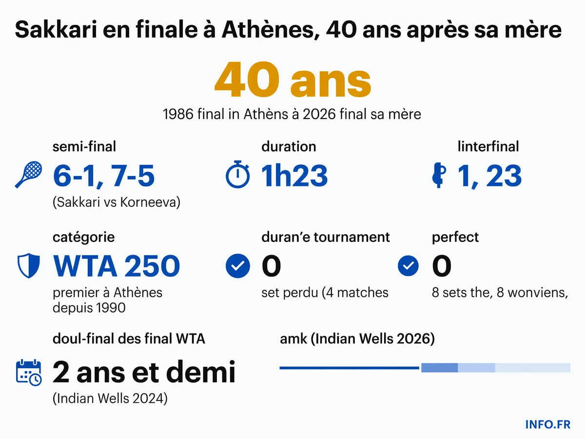 Maria Sakkari atteint la finale du WTA d'Athènes après avoir battu Korneeva 6-1, 7-5, quarante ans après la finale de sa mère dans la capitale grecque