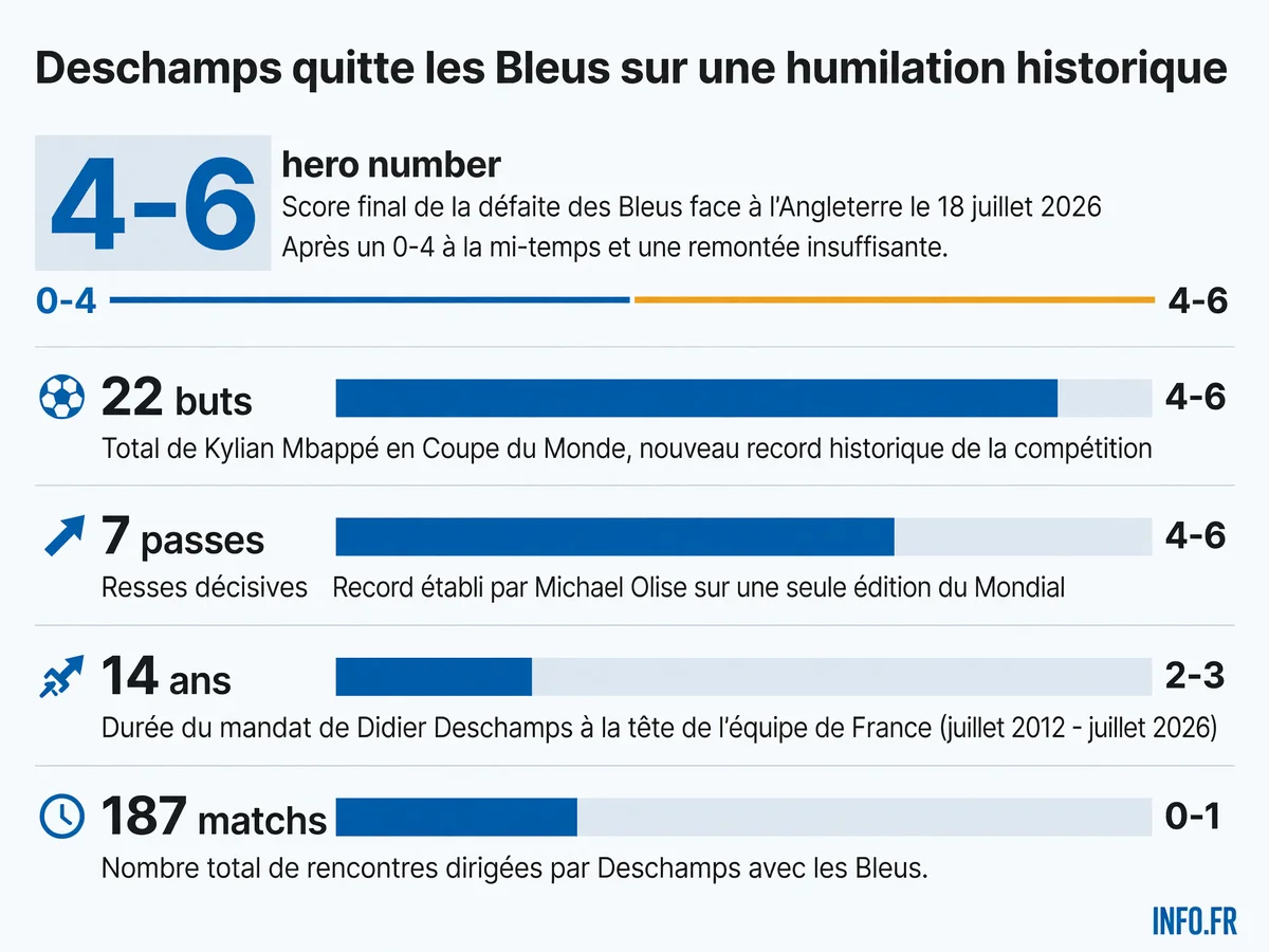 Bilan chiffré de la Coupe du Monde 2026 de l'équipe de France et du mandat de Didier Deschamps