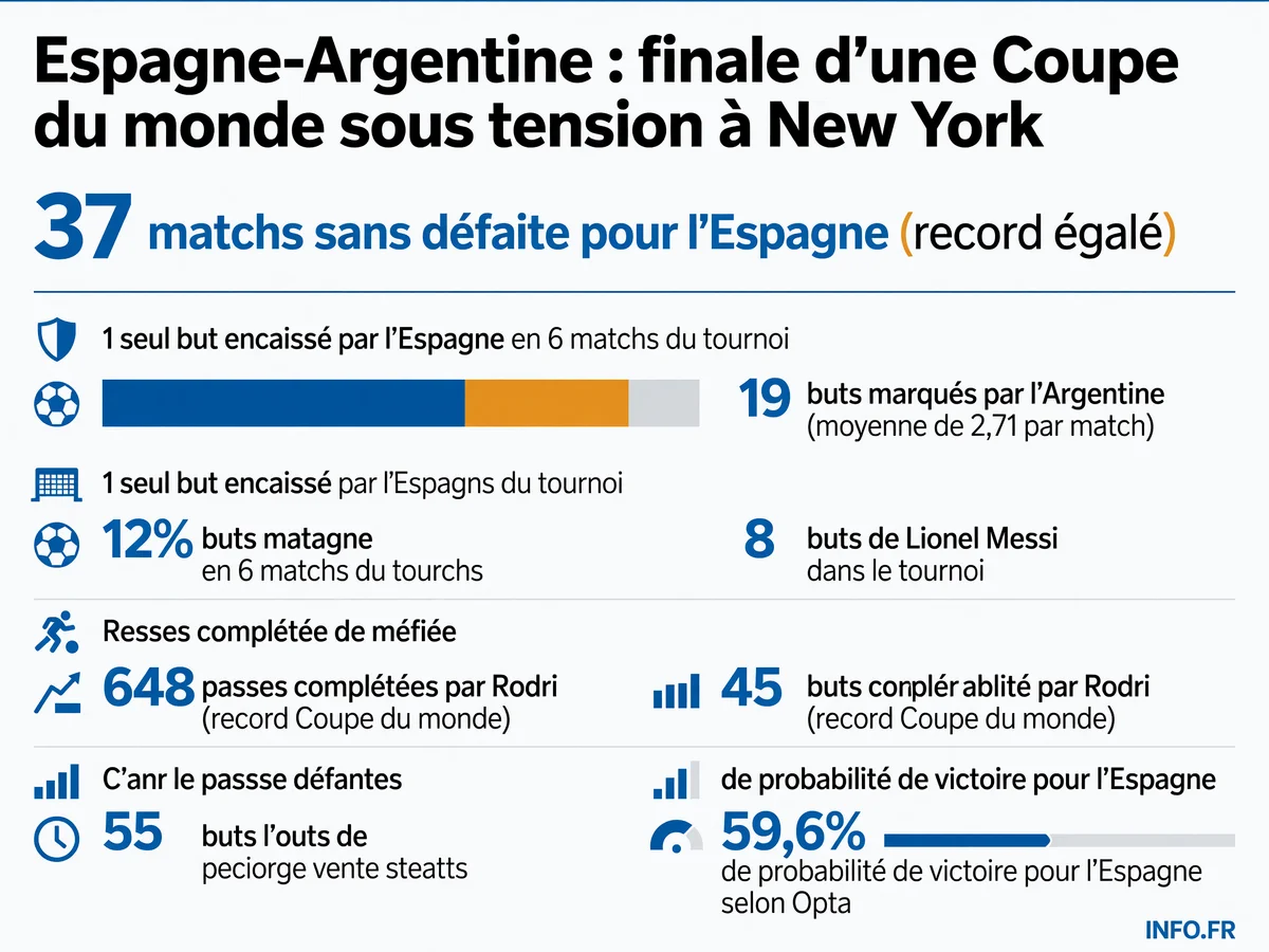 Statistiques clés de la finale Coupe du monde 2026 entre l'Espagne et l'Argentine au MetLife Stadium