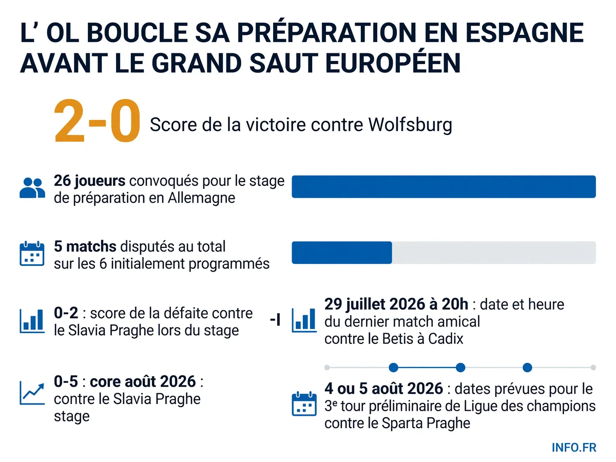 Le calendrier de préparation de l'Olympique Lyonnais avant le 3e tour préliminaire de Ligue des champions début août 2026