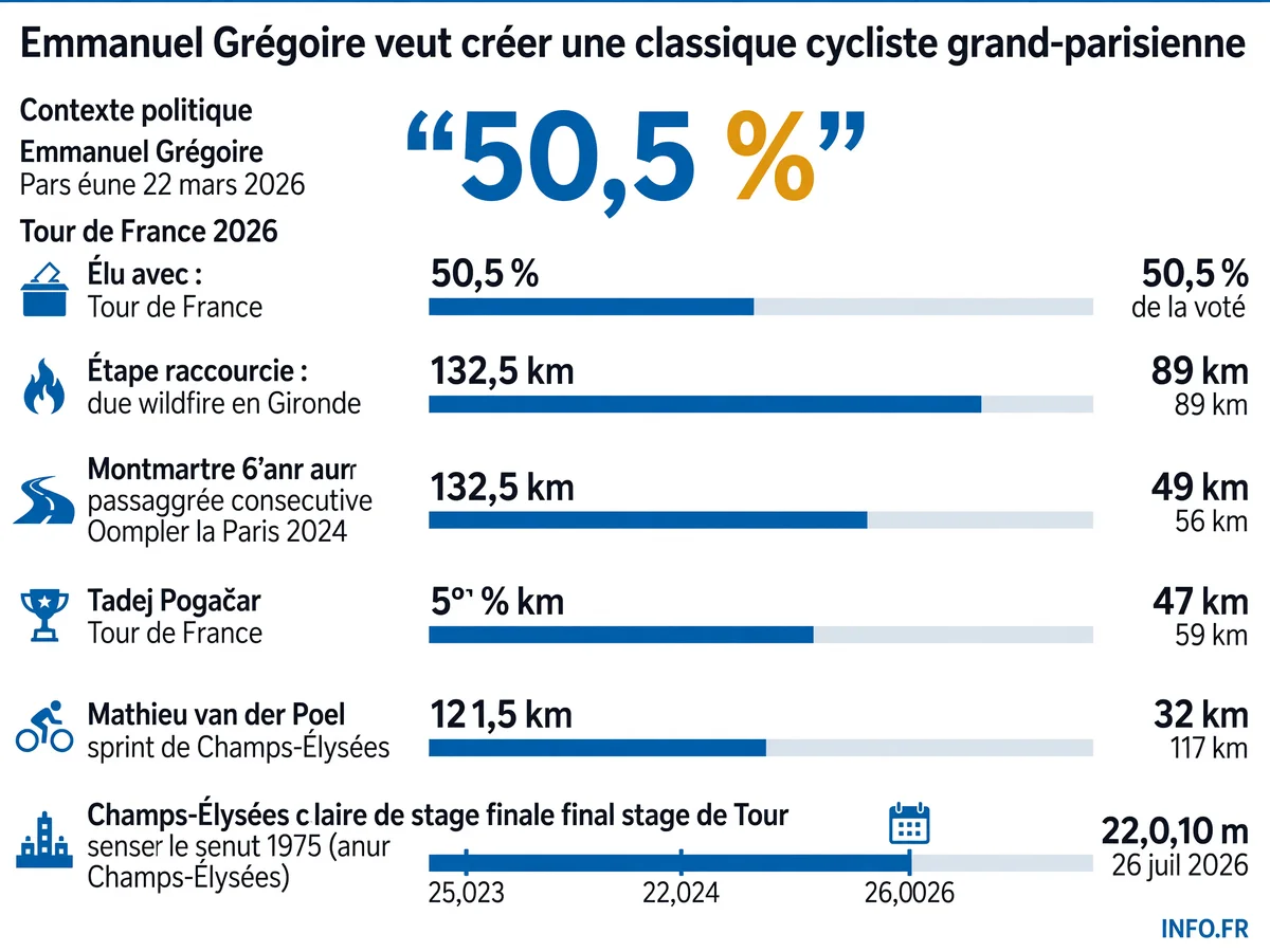 Chronologie du projet de classique cycliste grand-parisienne annoncé par Emmanuel Grégoire au lendemain de l'arrivée du Tour de France 2026 sur les Champs-Élysées