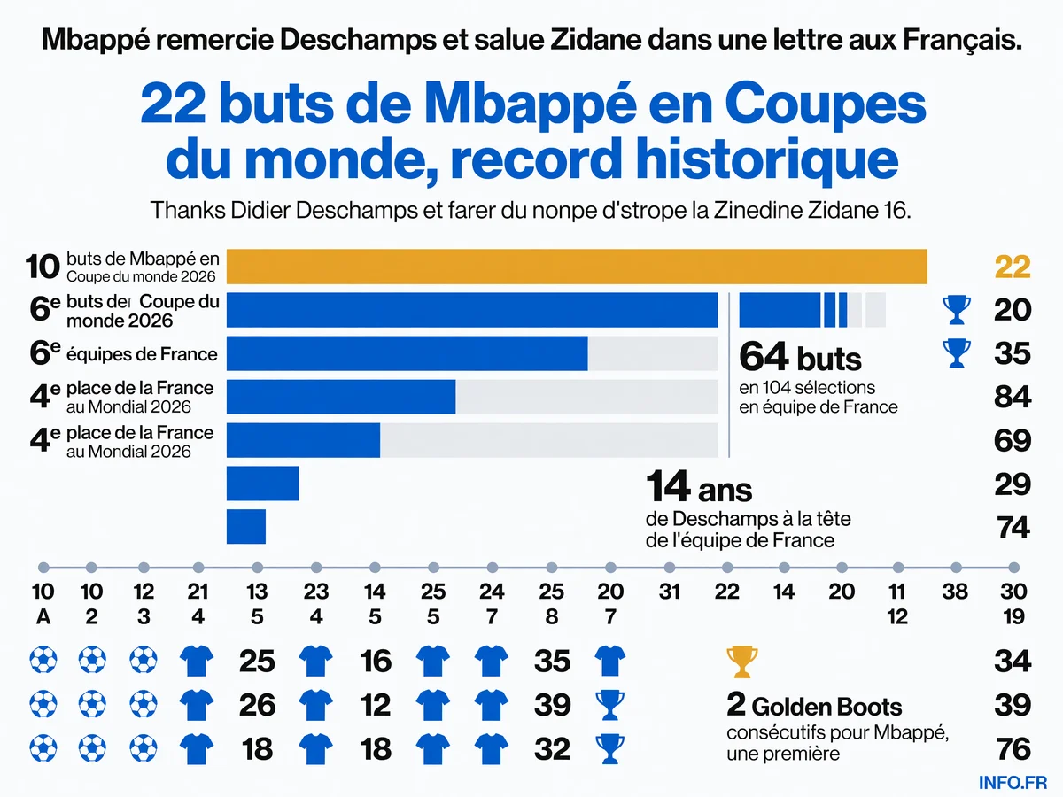 Statistiques de Kylian Mbappé en Coupe du monde 2026 et bilan de l'équipe de France sous Deschamps