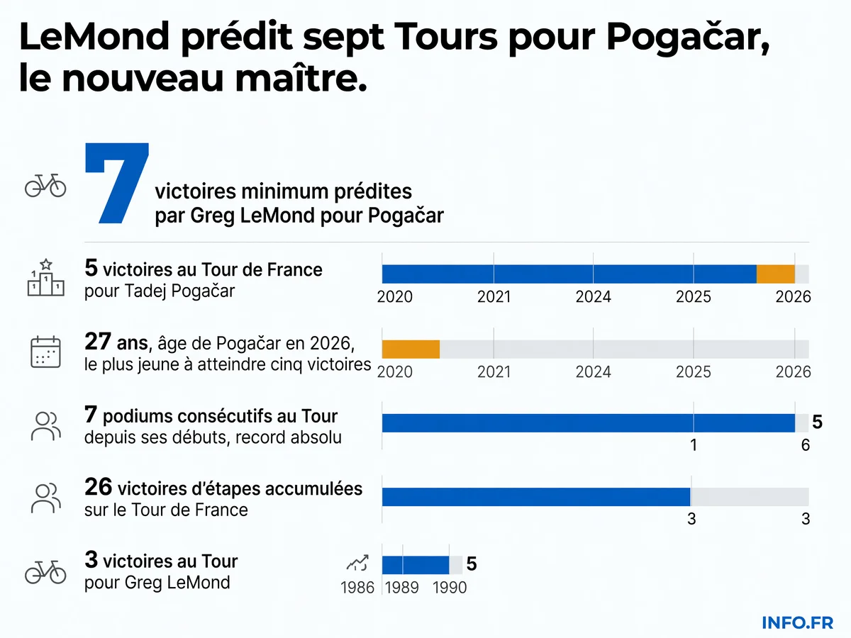 Palmarès de Tadej Pogacar comparé aux légendes du Tour de France et prédiction de Greg LeMond