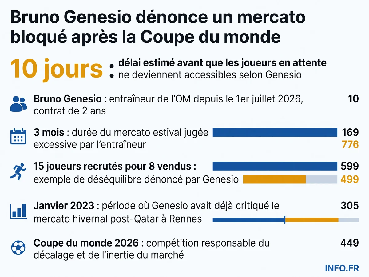 Chronologie des critiques de Bruno Genesio contre le mercato hivernal et estival, de janvier 2023 à juillet 2026