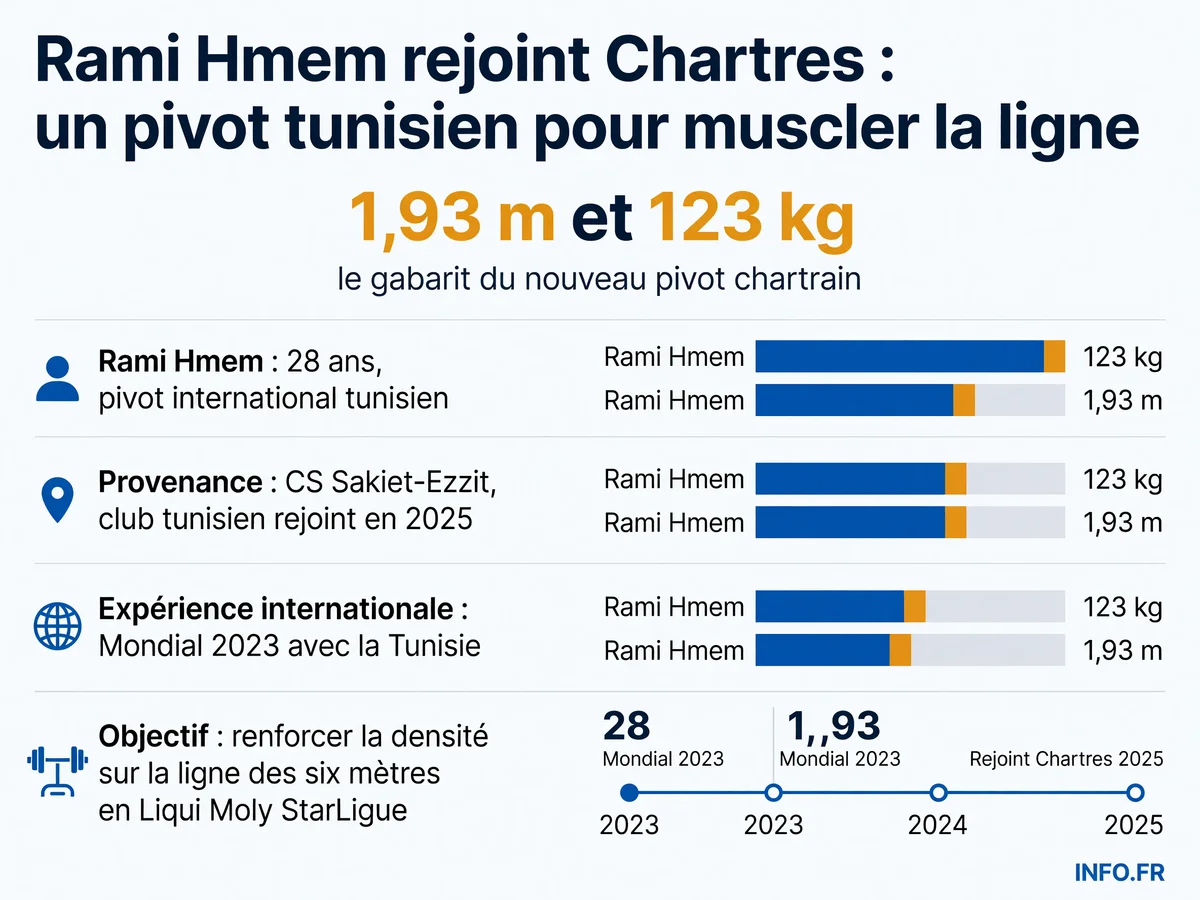 Profil et statistiques de Rami Hmem, nouveau pivot du C'Chartres Métropole Handball recruté depuis Sakiet-Ezzit