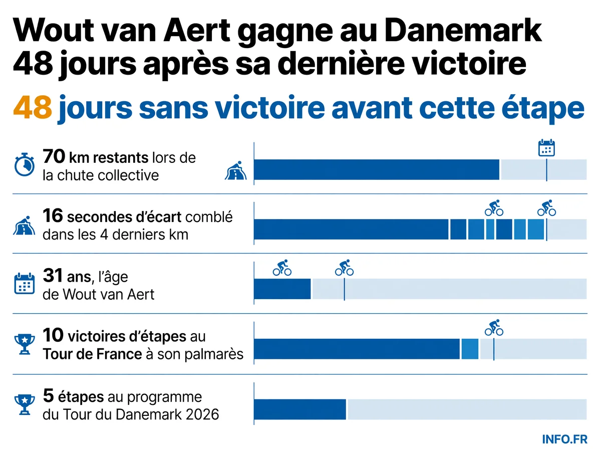 Les chiffres clés de la victoire de Wout van Aert lors de la première étape du Tour du Danemark 2026