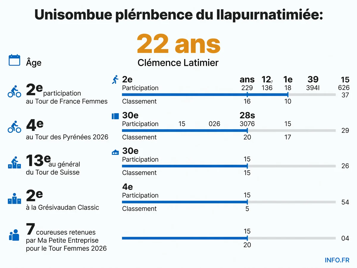 Les résultats de Clémence Latimier sur la saison 2026 avant le Tour de France Femmes.