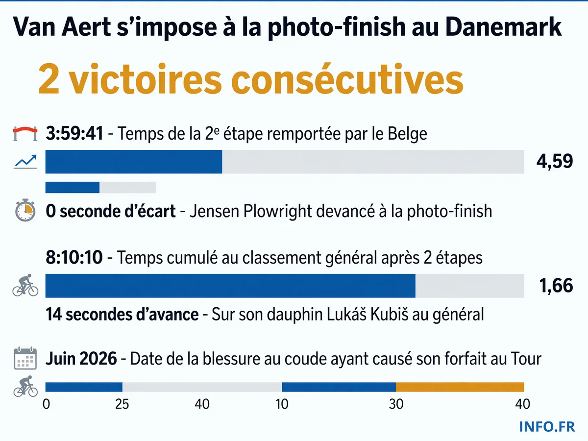 Les chiffres-clés de la victoire de Wout van Aert au Tour du Danemark 2026: deux succès consécutifs pour son retour après blessure