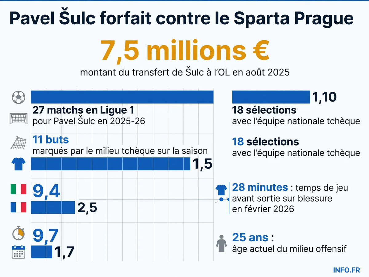 Statistiques de Pavel Šulc avec l'Olympique Lyonnais et l'équipe de République tchèque