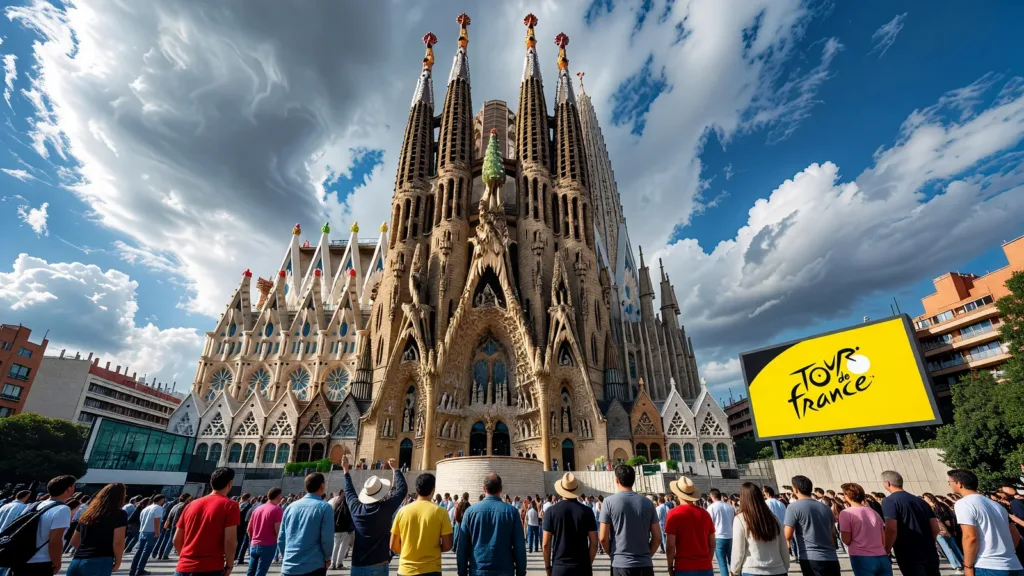 Foule massive au pied de la Sagrada Familia pour le Grand Départ du Tour 2026