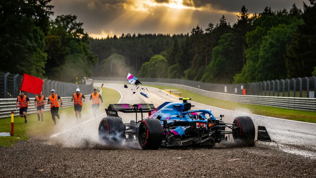 Gasly détruit son Alpine dans la chicane des Fagnes