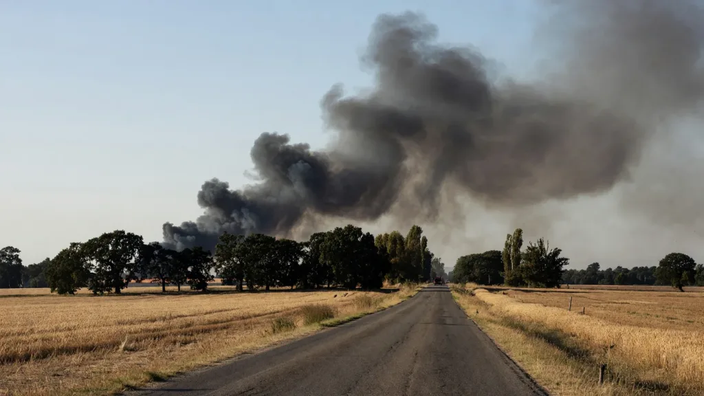 Huttenheim : un incendie de camion de gaz provoque un panache de fumée visible depuis l'A35