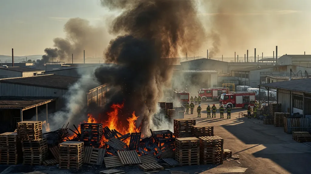 Incendie à Milhaud : 1 000 m³ de palettes détruits, la surveillance du panache maintenue