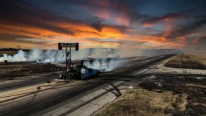 Indre : un incendie de 127 hectares évacue 2 000 personnes du championnat de dragster moto