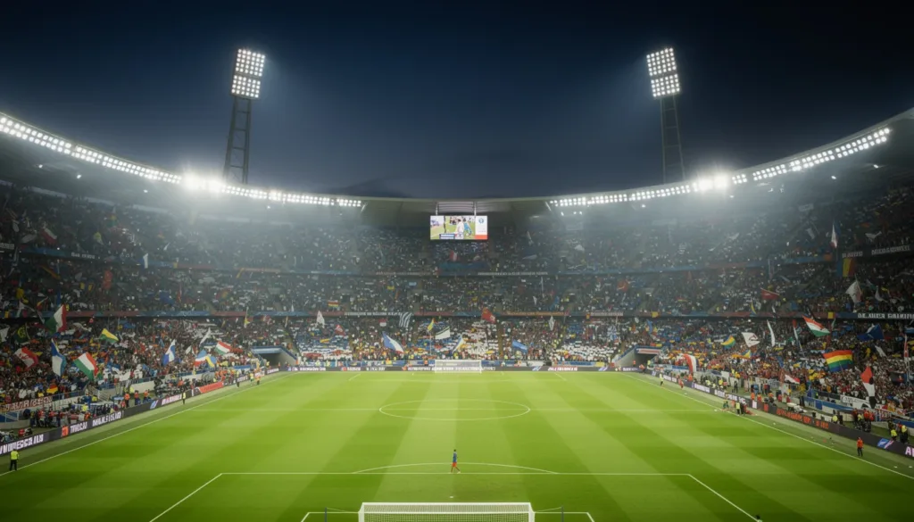 Stade de football comble lors d'un grand match international