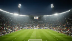 Stade de football comble lors d'un grand match international