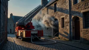 Lannion : les pompiers maîtrisent un feu de poubelle dans le centre-ville