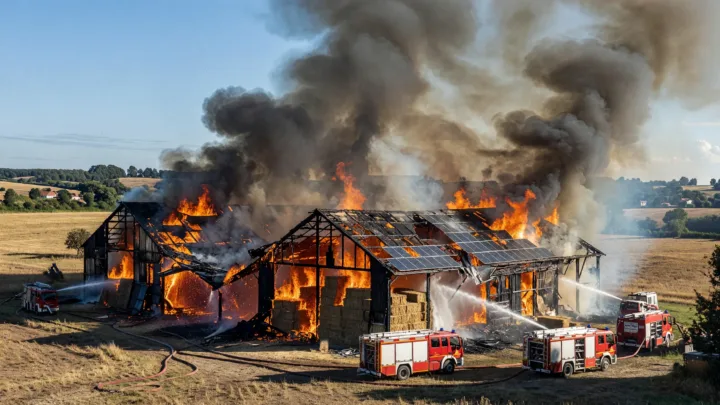 Lasséran : un hangar agricole ravagé par les flammes, 600 tonnes de paille détruites